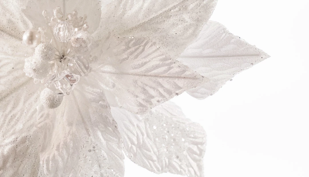 The Christmas Palace Flowers 18" WHITE POINSETTIA STEM SET OF 6 2 The Christmas Palace Flowers 18" WHITE POINSETTIA STEM SET OF 6