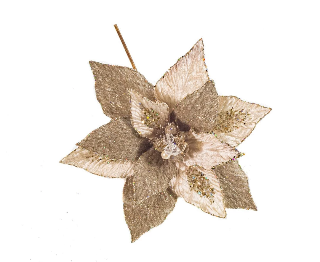 The Christmas Palace Flowers 18" PLATINUM POINSETTIA STEM SET OF 6 1 The Christmas Palace Flowers 18" PLATINUM POINSETTIA STEM SET OF 6