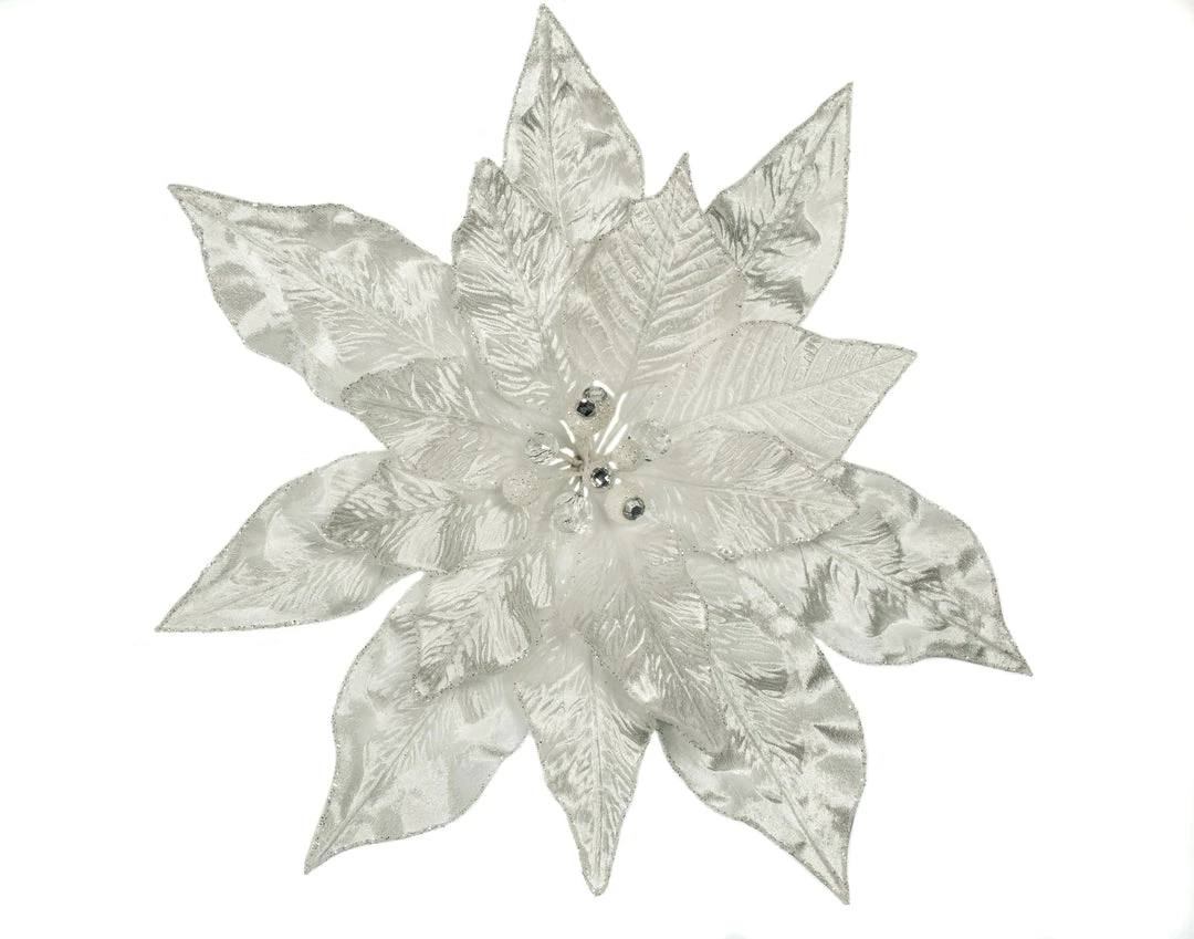 The Christmas Palace Flowers 15" WHITE POINSETTIA PICK SET OF 6 2 The Christmas Palace Flowers 15" WHITE POINSETTIA PICK SET OF 6