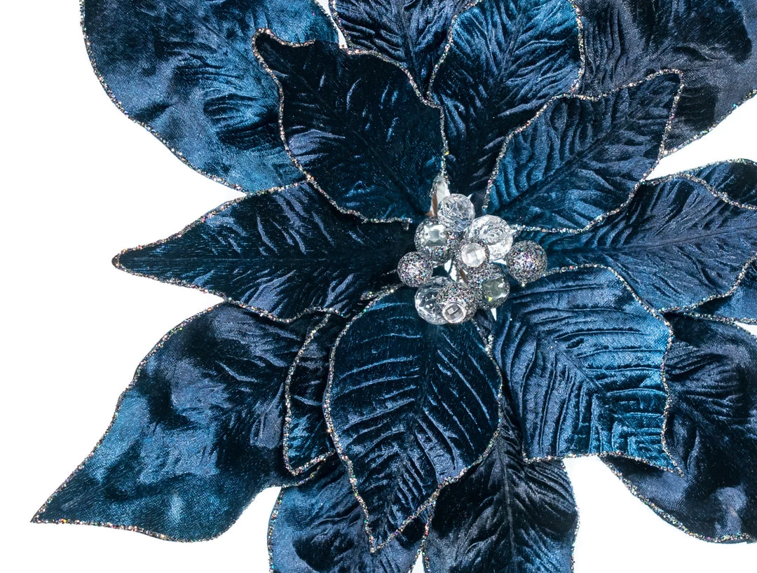 The Christmas Palace Flowers 15" MIDNIGHT BLUE POINSETTIA PICK SET OF 6 3 The Christmas Palace Flowers 15" MIDNIGHT BLUE POINSETTIA PICK SET OF 6
