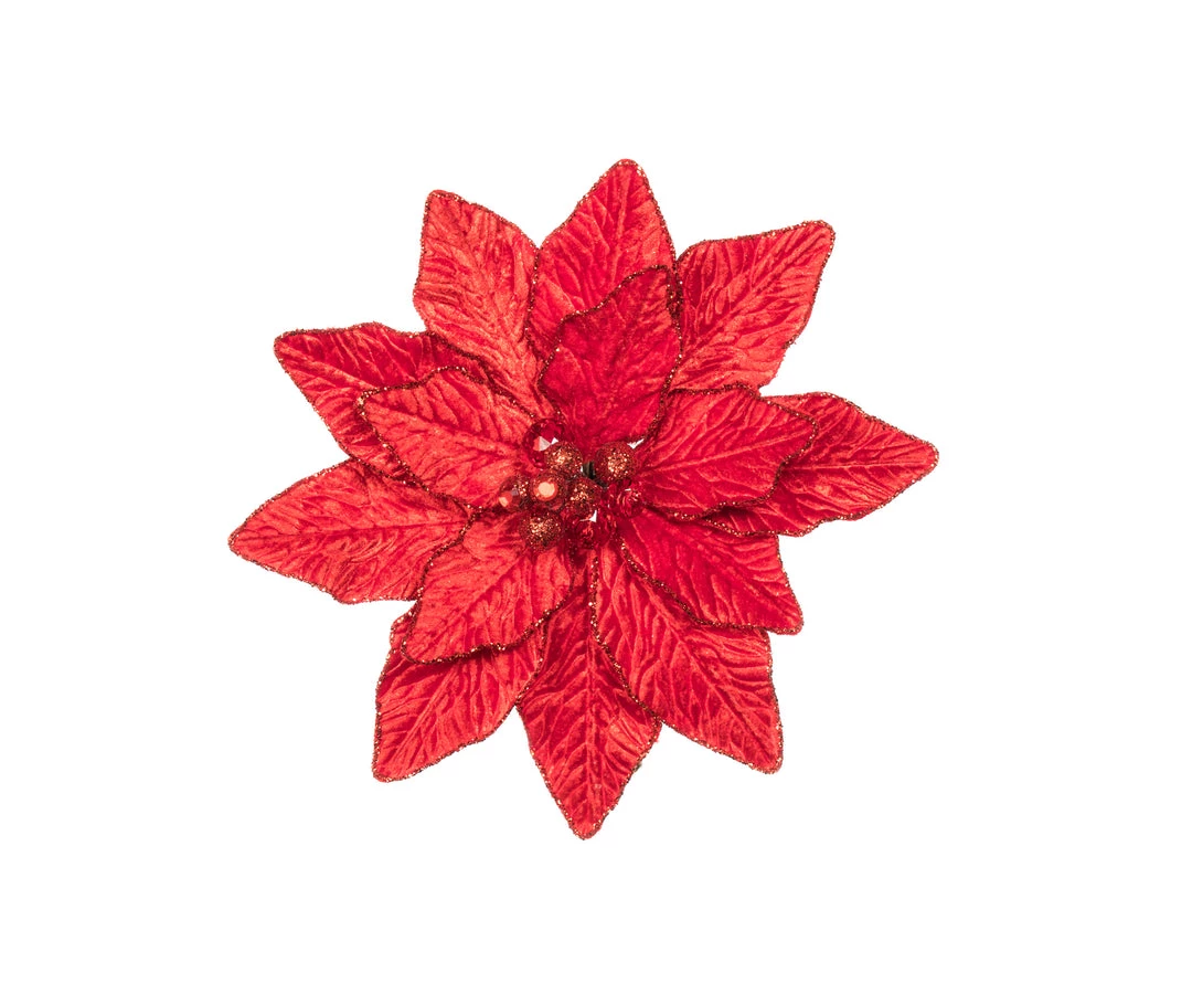 The Christmas Palace 9" RED VELVET POINSETTIA PICK SET OF 6 Yuletide Traditions 2 The Christmas Palace 9" RED VELVET POINSETTIA PICK SET OF 6 Yuletide Traditions