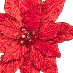 The Christmas Palace 9" RED VELVET POINSETTIA PICK SET OF 6 Yuletide Traditions 5 The Christmas Palace 9