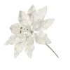 The Christmas Palace 9" WHITE VELVET POINSETTIA PICK SET OF 6 Crystal Elegance