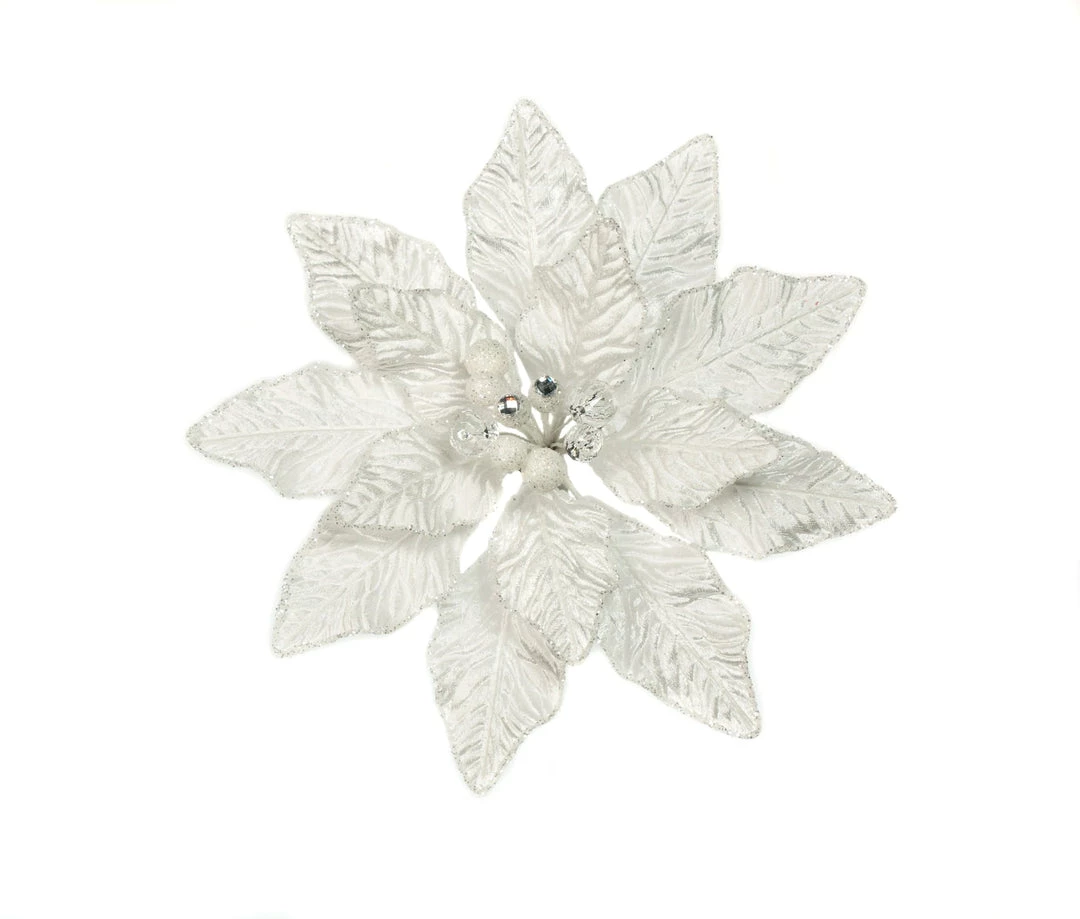 The Christmas Palace 9" WHITE VELVET POINSETTIA PICK SET OF 6 Crystal Elegance 3 The Christmas Palace 9" WHITE VELVET POINSETTIA PICK SET OF 6 Crystal Elegance