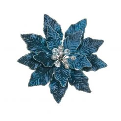 The Christmas Palace Flowers 9" MIDNIGHT BLUE POINSETTIA PICK SET OF 6