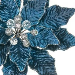 The Christmas Palace Flowers 9" MIDNIGHT BLUE POINSETTIA PICK SET OF 6 5 The Christmas Palace Flowers 9