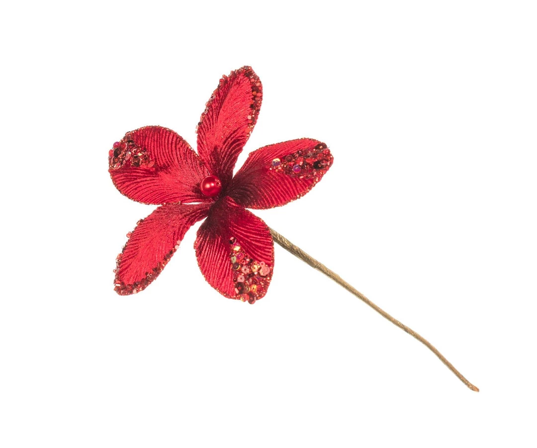 The Christmas Palace Yuletide Traditions 9" RED MINI VELVET FLOWER PICK SET OF 12 1 The Christmas Palace Yuletide Traditions 9" RED MINI VELVET FLOWER PICK SET OF 12