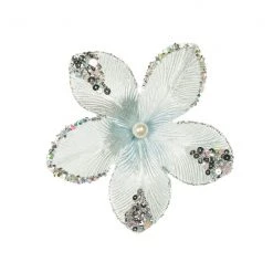 The Christmas Palace 9" SILVER MINI VELVET FLOWER PICK SET OF 12 Flowers 5 The Christmas Palace 9