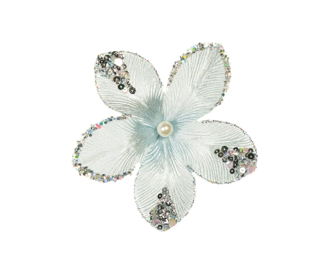 The Christmas Palace 9" SILVER MINI VELVET FLOWER PICK SET OF 12 Flowers 3 The Christmas Palace 9" SILVER MINI VELVET FLOWER PICK SET OF 12 Flowers