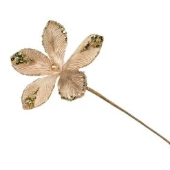 The Christmas Palace 9" CHAMPAGNE MINI VELVET FLOWER PICK SET OF 12