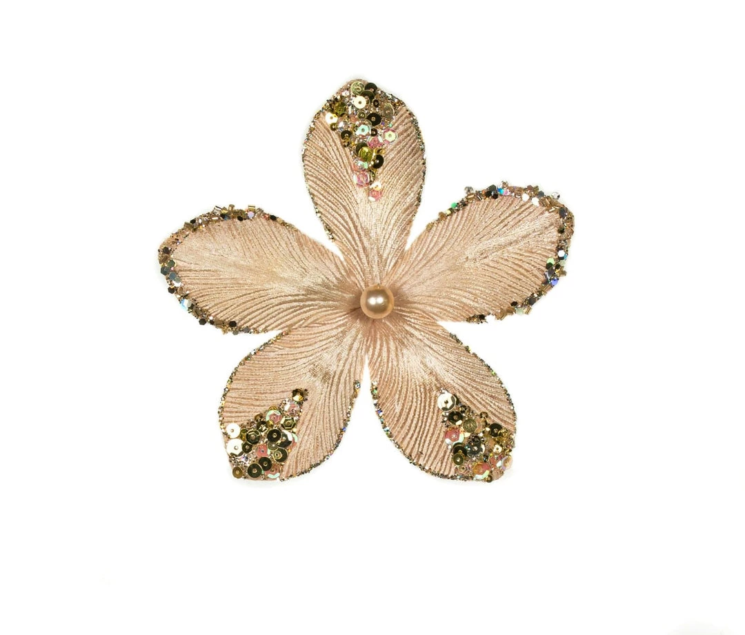 The Christmas Palace 9" CHAMPAGNE MINI VELVET FLOWER PICK SET OF 12 2 The Christmas Palace 9" CHAMPAGNE MINI VELVET FLOWER PICK SET OF 12