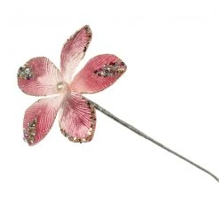 The Christmas Palace Flowers 9" PINK MINI VELVET FLOWER PICK SET OF 12