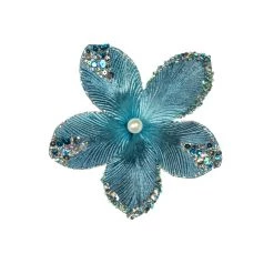The Christmas Palace 9" ARCTIC BLUE MINI VELVET FLOWER PICK SET OF 12 Flowers