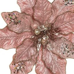 The Christmas Palace 12" PINK GLITTER POINSETTIA SET OF 6 Flowers 5 The Christmas Palace 12