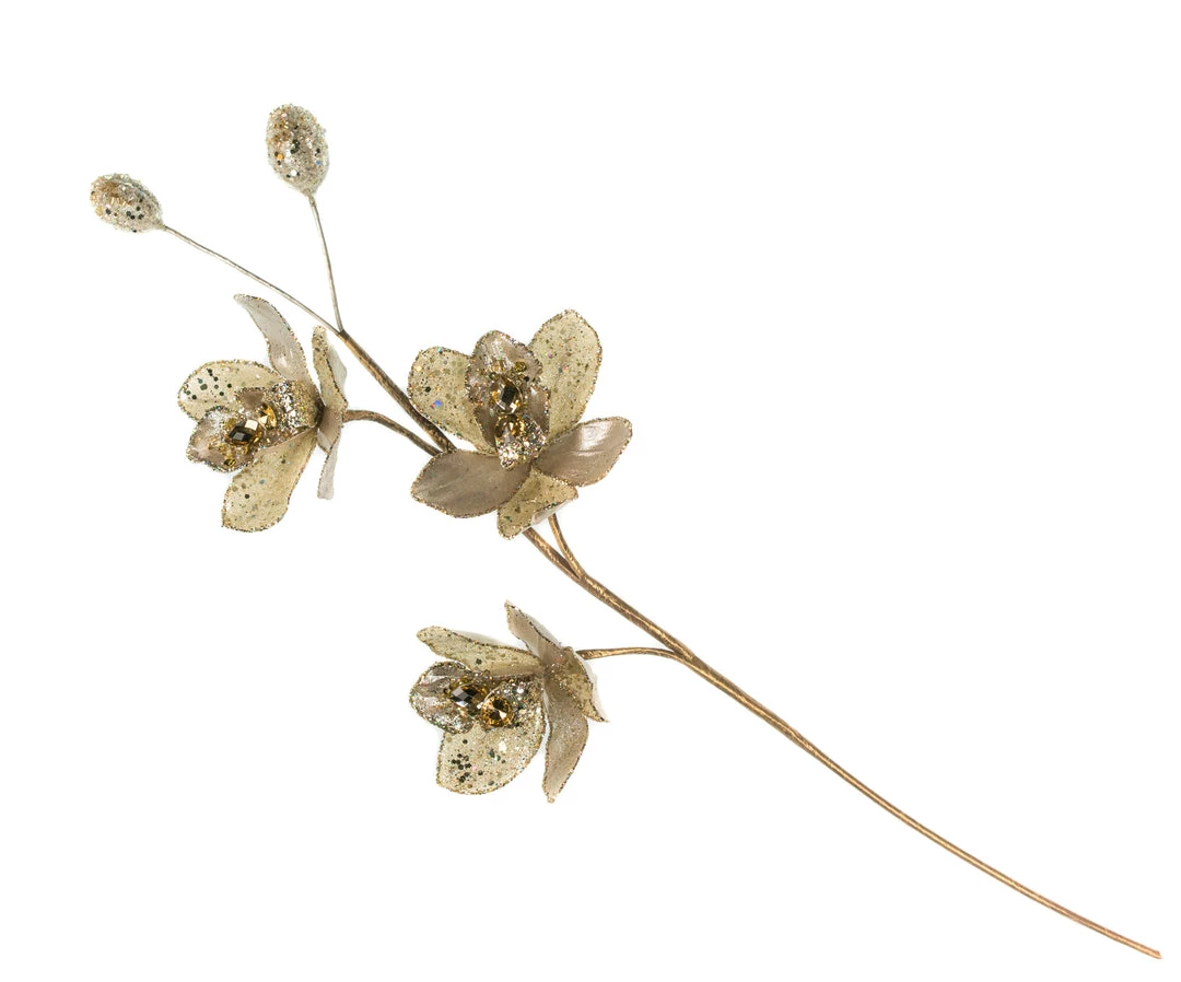 The Christmas Palace 26" IVORY ORCHID SPRAY SET OF 4 Stems & Picks 1 The Christmas Palace 26" IVORY ORCHID SPRAY SET OF 4 Stems & Picks