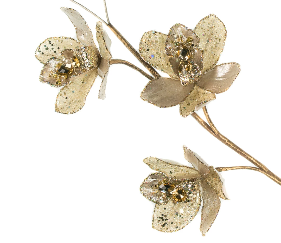 The Christmas Palace 26" IVORY ORCHID SPRAY SET OF 4 Stems & Picks 2 The Christmas Palace 26" IVORY ORCHID SPRAY SET OF 4 Stems & Picks