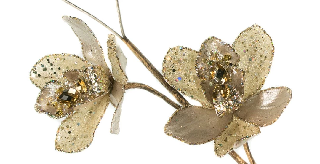 The Christmas Palace 26" IVORY ORCHID SPRAY SET OF 4 Stems & Picks 3 The Christmas Palace 26" IVORY ORCHID SPRAY SET OF 4 Stems & Picks