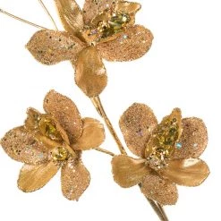 The Christmas Palace 26" GOLD ORCHID SPRAY SET OF 4 Stems & Picks