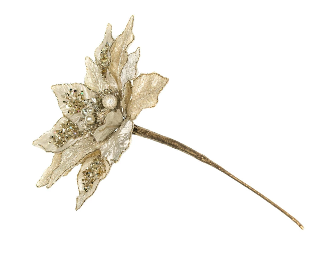 The Christmas Palace 13" IVORY VELVET POINSETTIA PICK SET OF 6 1 The Christmas Palace 13" IVORY VELVET POINSETTIA PICK SET OF 6