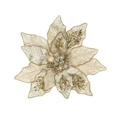 The Christmas Palace 13" IVORY VELVET POINSETTIA PICK SET OF 6 6 The Christmas Palace 13