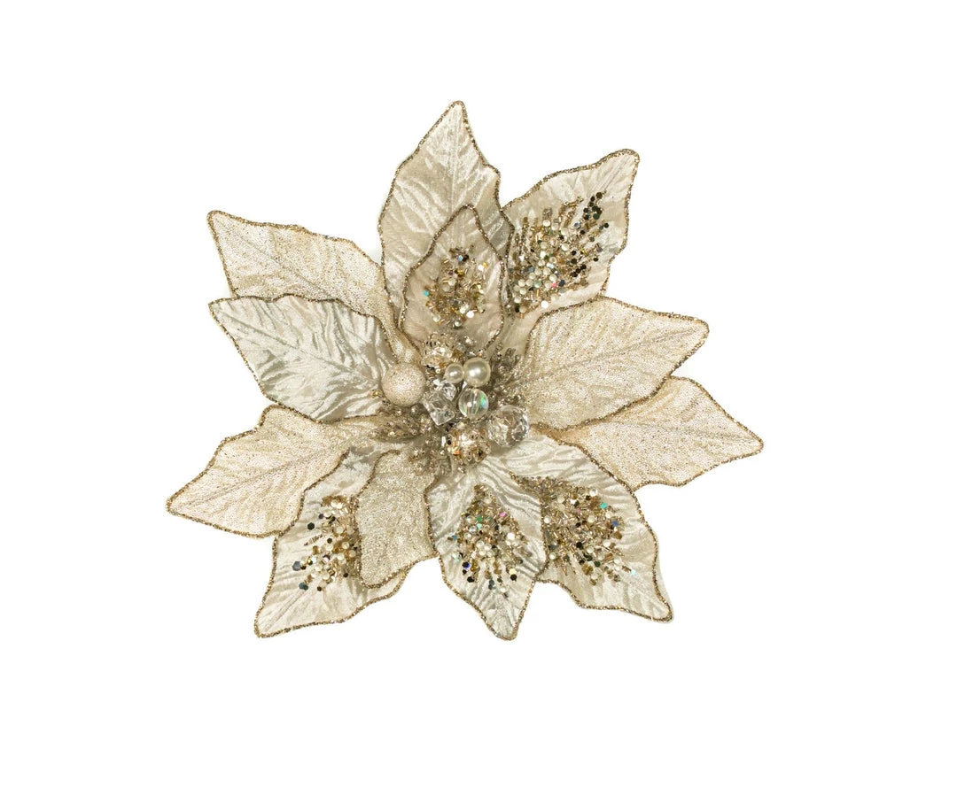 The Christmas Palace 13" IVORY VELVET POINSETTIA PICK SET OF 6 3 The Christmas Palace 13" IVORY VELVET POINSETTIA PICK SET OF 6