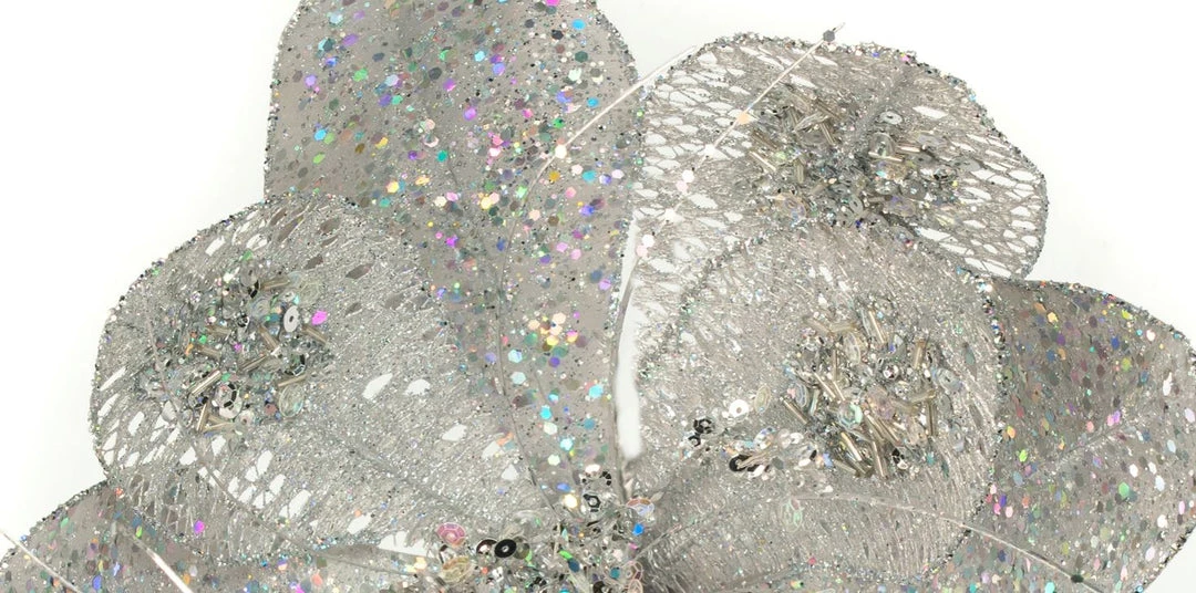 The Christmas Palace 14" SILVER POINSETTIA PICK SET OF 6 3 The Christmas Palace 14" SILVER POINSETTIA PICK SET OF 6