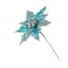 The Christmas Palace Flowers 12" BLUE POINSETTIA PICK SET OF 6