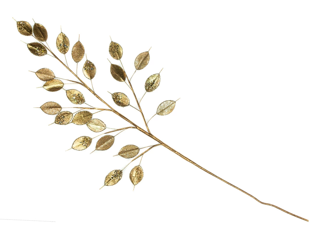 The Christmas Palace 39" GOLD GLITTER LEAVES BRANCH SET OF 6 1 The Christmas Palace 39" GOLD GLITTER LEAVES BRANCH SET OF 6