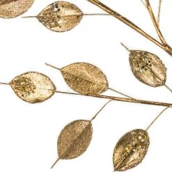 The Christmas Palace 39" GOLD GLITTER LEAVES BRANCH SET OF 6 5 The Christmas Palace 39