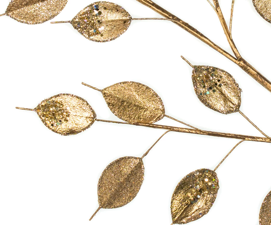The Christmas Palace 39" GOLD GLITTER LEAVES BRANCH SET OF 6 3 The Christmas Palace 39" GOLD GLITTER LEAVES BRANCH SET OF 6