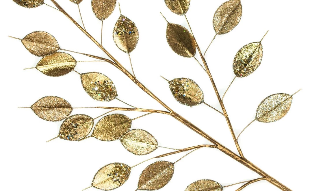 The Christmas Palace 39" GOLD GLITTER LEAVES BRANCH SET OF 6 2 The Christmas Palace 39" GOLD GLITTER LEAVES BRANCH SET OF 6