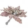 The Christmas Palace 9" PINK GLITTERED POINSETTIA CLIP SET OF 6 Flowers