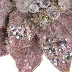 The Christmas Palace 9" PINK GLITTERED POINSETTIA CLIP SET OF 6 Flowers 7 The Christmas Palace 9