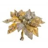 The Christmas Palace 9" GOLD & PLATINUM POINSETTIA CLIP SET OF 6