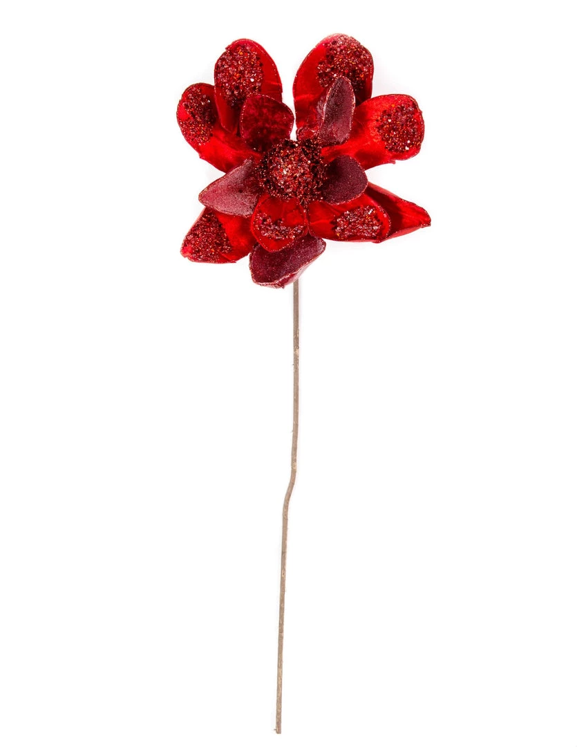The Christmas Palace Flowers 28" RED MAGNOLIA SET OF 6 2 The Christmas Palace Flowers 28" RED MAGNOLIA SET OF 6