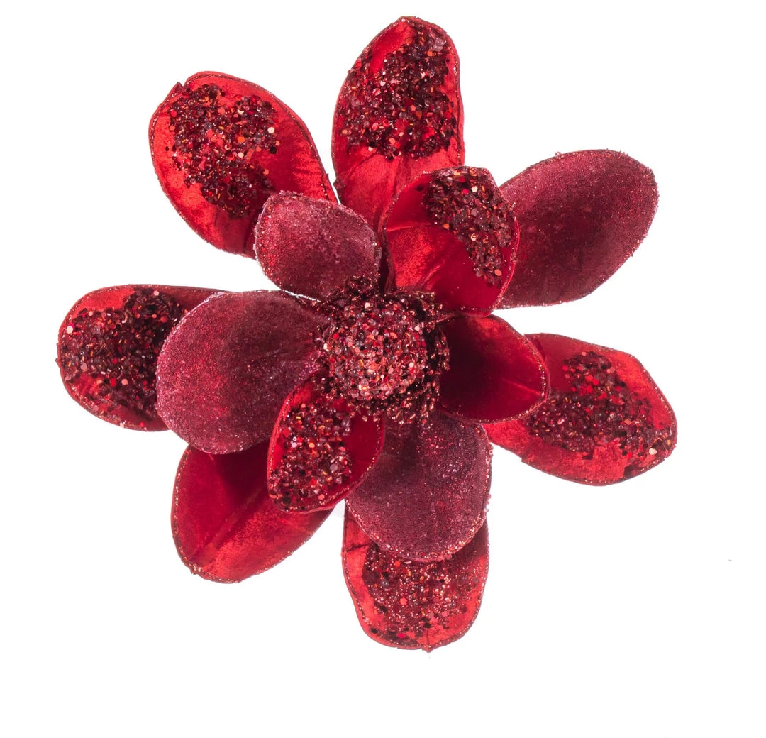 The Christmas Palace Flowers 28" RED MAGNOLIA SET OF 6 3 The Christmas Palace Flowers 28" RED MAGNOLIA SET OF 6