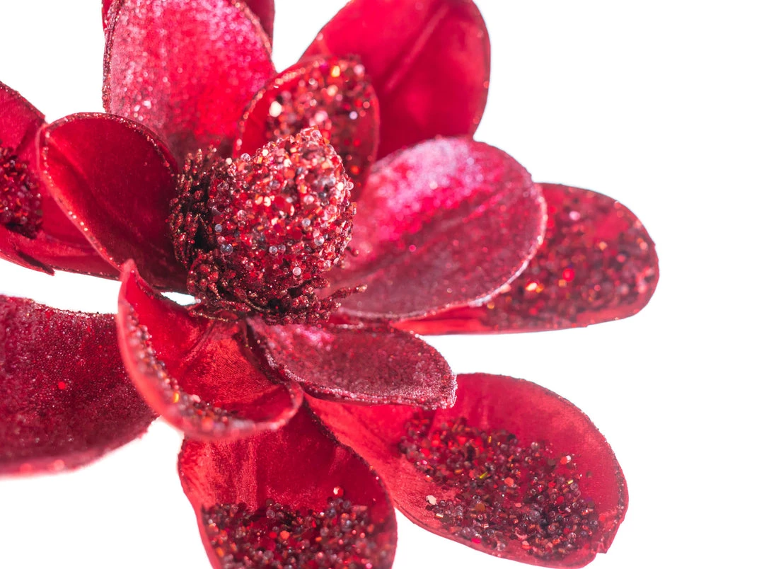 The Christmas Palace Flowers 28" RED MAGNOLIA SET OF 6 4 The Christmas Palace Flowers 28" RED MAGNOLIA SET OF 6