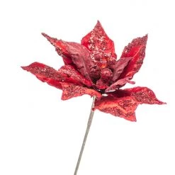 The Christmas Palace 21" RED GIANT POINSETTIA SET OF 4