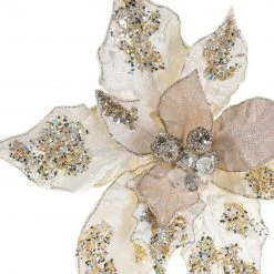 The Christmas Palace 20" IVORY GIANT POINSETTIA SET OF 4