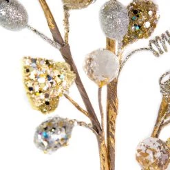 The Christmas Palace 28" PLATINUM & GOLD BERRY BRANCH SET OF 6