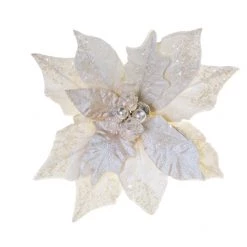 The Christmas Palace 20" PEARL POINSETTIA STEM SET OF 4 Flowers