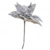 The Christmas Palace 20" SILVER POINSETTIA STEM SET OF 4 Flowers