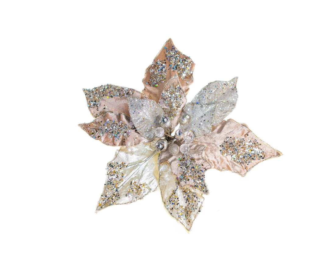 The Christmas Palace Flowers 20" IVORY & CHAMPAGNE POINSETTIA SET OF 4 2 The Christmas Palace Flowers 20" IVORY & CHAMPAGNE POINSETTIA SET OF 4