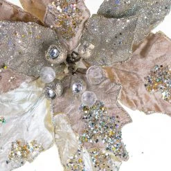 The Christmas Palace Flowers 20" IVORY & CHAMPAGNE POINSETTIA SET OF 4 5 The Christmas Palace Flowers 20