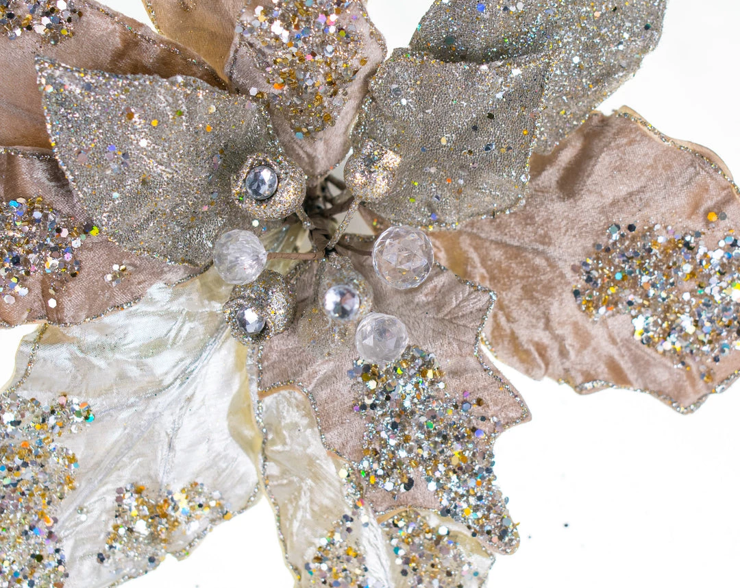 The Christmas Palace Flowers 20" IVORY & CHAMPAGNE POINSETTIA SET OF 4 3 The Christmas Palace Flowers 20" IVORY & CHAMPAGNE POINSETTIA SET OF 4