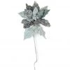 The Christmas Palace 28" ICY SILVER POINSETTIA STEM SET OF 4