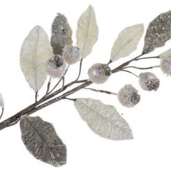 The Christmas Palace 30" IVORY & PLATINUM MINI POMEGRANATE SPRAY SET OF 6