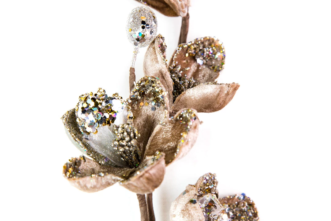 The Christmas Palace 34" CHAMPAGNE & PLATINUM MAGNOLIA SET OF 6 2 The Christmas Palace 34" CHAMPAGNE & PLATINUM MAGNOLIA SET OF 6