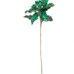 The Christmas Palace 28" EMERALD GREEN POINSETTIA STEM SET OF 4