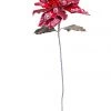 The Christmas Palace 28" RED ICY POINSETTIA STEM SET OF 4